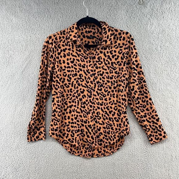 RAILS Kathryn Button Down Leopard Print Blouse Top size extra small - Picture 2 of 13